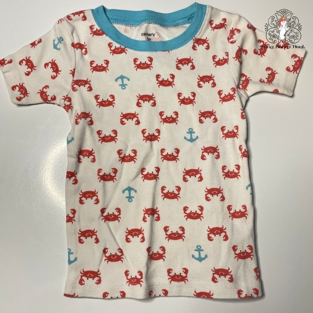 Carter’s 3T Red Crab Blue Anchor Tshirt PRELOVED